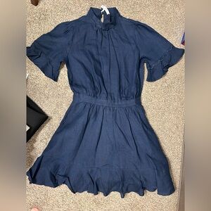 Frame Elegant Navy Ruffle Dress